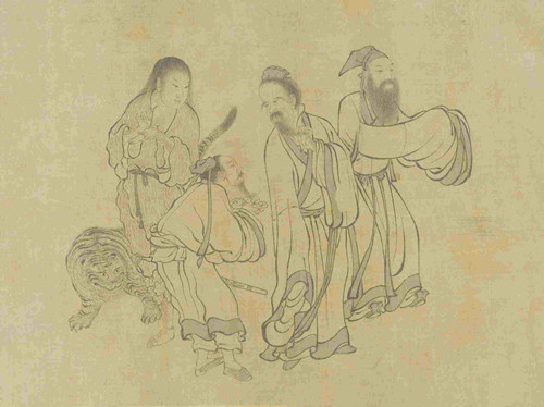 ▲白描群仙图卷（局部） 元 佚名 上海博物馆藏