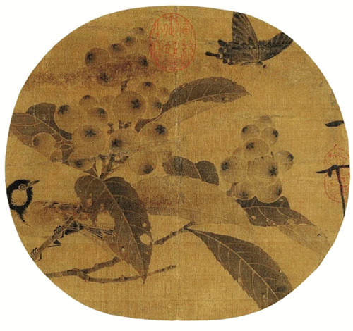 宋 赵佶 枇杷山鸟图页 22.6×24.5cm 故宫博物院藏