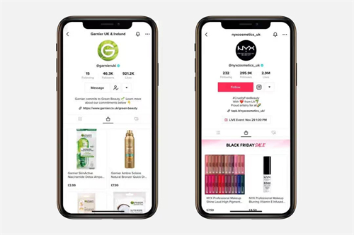 欧莱雅旗下的两家品牌 Garnier 和 NYX 已经与 TikTok 合作推出电商功能。