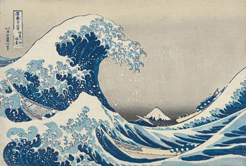 葛饰北斋（1760-1849）《神奈川冲浪里》，木刻版画，附葛饰北斋签名，来自《富岳三十六景》系列，25.7x 38.1 cm.，此作于2019年3月19日佳士得纽约以471,000美元成交