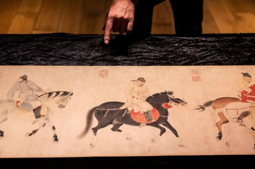Ren Renfa, detail ofFive DrunkenPrincesReturning on Horseback,displayed atSotheby