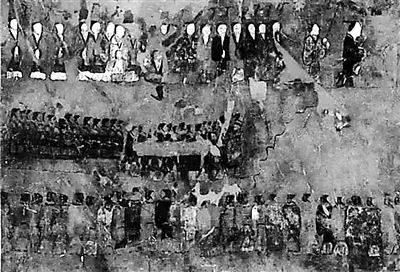 马王堆三号汉墓出土帛画《车马仪仗图》