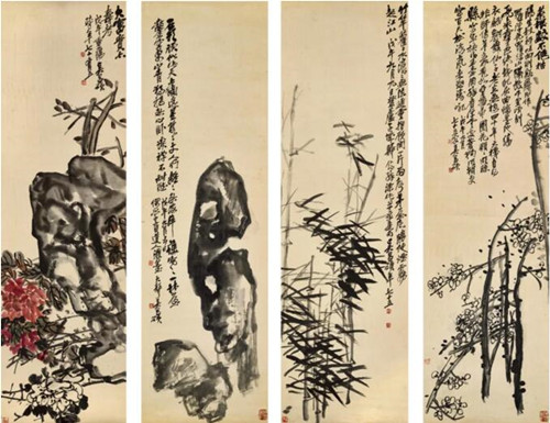 2604吴昌硕　梅花竹石