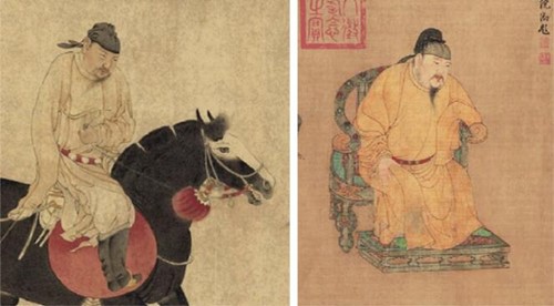 任仁发《五王醉归图》（李隆基的形象）｜任仁发《张果老见明皇图》（李隆基的形象）