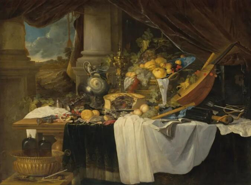 扬·戴维茨·德·希姆（1606-1684） 《宴会静物》，油彩 画布，155 x 211 cm.，约1643年作，估价：4,000,000 - 6,000,000 英镑。此作将于12月15日在佳士得伦敦《古典大师晚间拍卖》中呈献