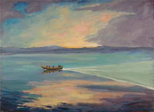 丘吉尔，《龙头船上的一抹平静》（A Flat Calm on a High-Prowed Boat）， 1925