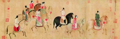 唐代张萱《虢国夫人游春图》（宋代摹本），现藏于辽宁省博物馆。