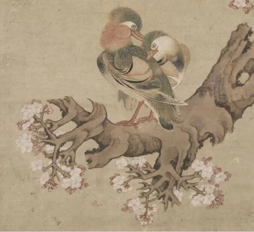 吴彬，《文杏双禽图》局部。&copy; 台北故宫博物院