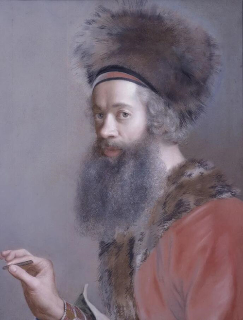 利奥塔尔（1702-1789）《穿着土耳其服饰的自画像》，粉彩 纸本，60.5 x 46.5 cm.，约1746年作。德国德累斯顿历代大师画廊。图片：© Staatliche Kunstsammlungen Dresden / Bridgeman Images
