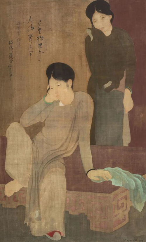 苏玉云（1906-1954）《幻灭》，水墨水粉绢布，92.5 x 57 cm.，1932年作。此拍品于2019年5月26日二十世纪及当代艺术上午拍卖以9,125,000港元成交，刷新艺术家拍卖世界纪录