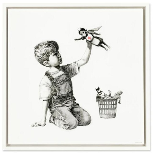 Banksy 《革新者》，油彩 画布，91 x 91 cm.，2020年作。此作于2021年3月23日在佳士得伦敦以16,758,000英镑成交