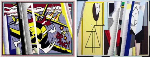 左：《Reflections: VIP! VIP!》，1989年作，洛杉矶，布洛德博物馆；右：《Reflections on 《The Artist’s Studio》》，1989年作，柏林，汉堡车站美术馆