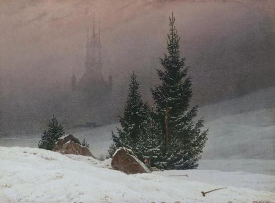 艺术作品中雪花飞舞的动人美景