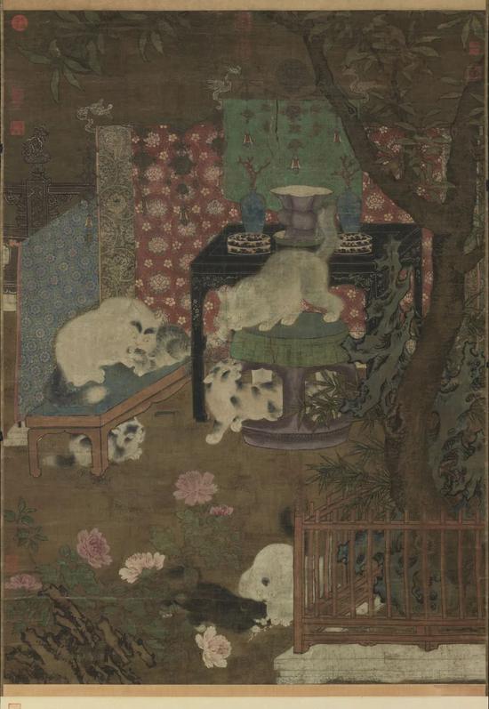  [南宋]佚名戏猫图（局部）绢本设色 139.8cm×100.1cm台北“故宫博物院”藏