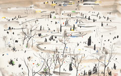 吴冠中《世纪新雪》：优美诗意的画境