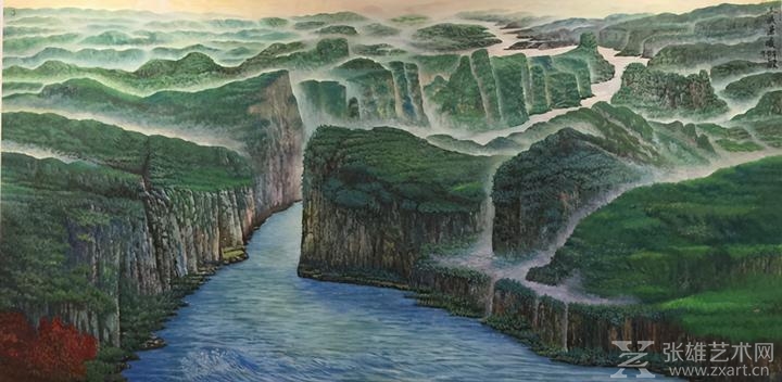 彭全信画作《三峡晨曦》选挂于湖北省会务接见大厅 