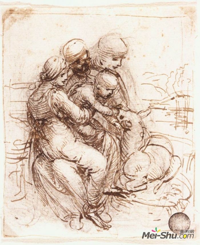圣母子、圣安妮和年轻的圣约翰草图 达芬奇