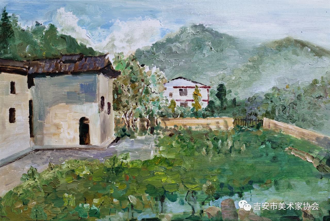 油画  40x60cm 《山里人家》