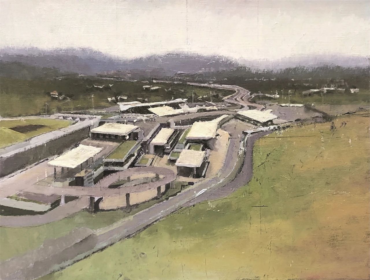 张跃仑《大埔西河镇园楼》40×30cm 油画 2021年