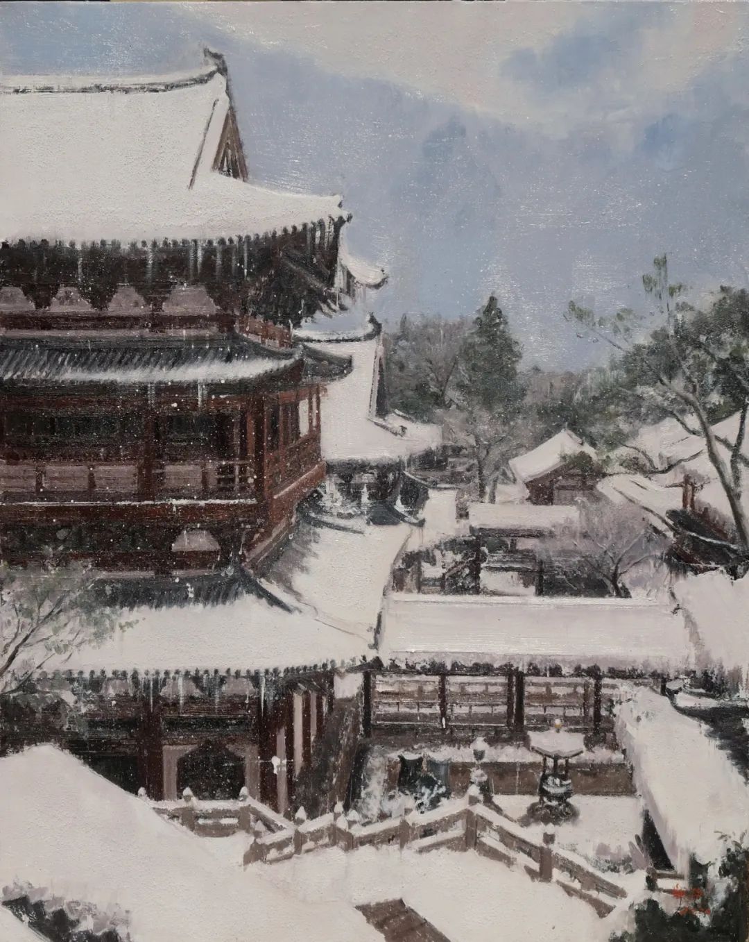 邹扬 径山寺初雪 80cm ×100cm