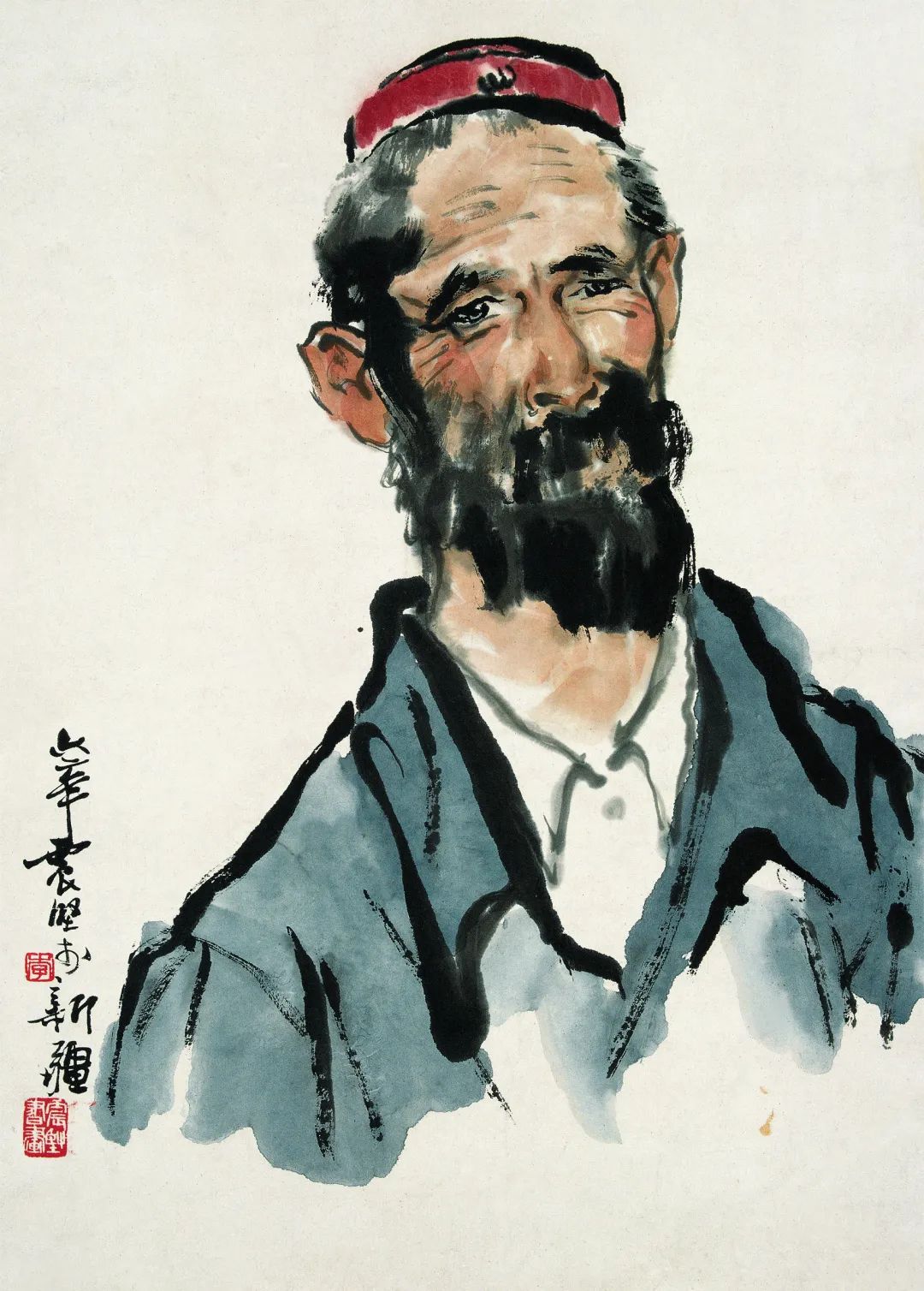 李震坚 维吾尔族老人 54.5×39cm 1962年 浙江省博物馆藏
