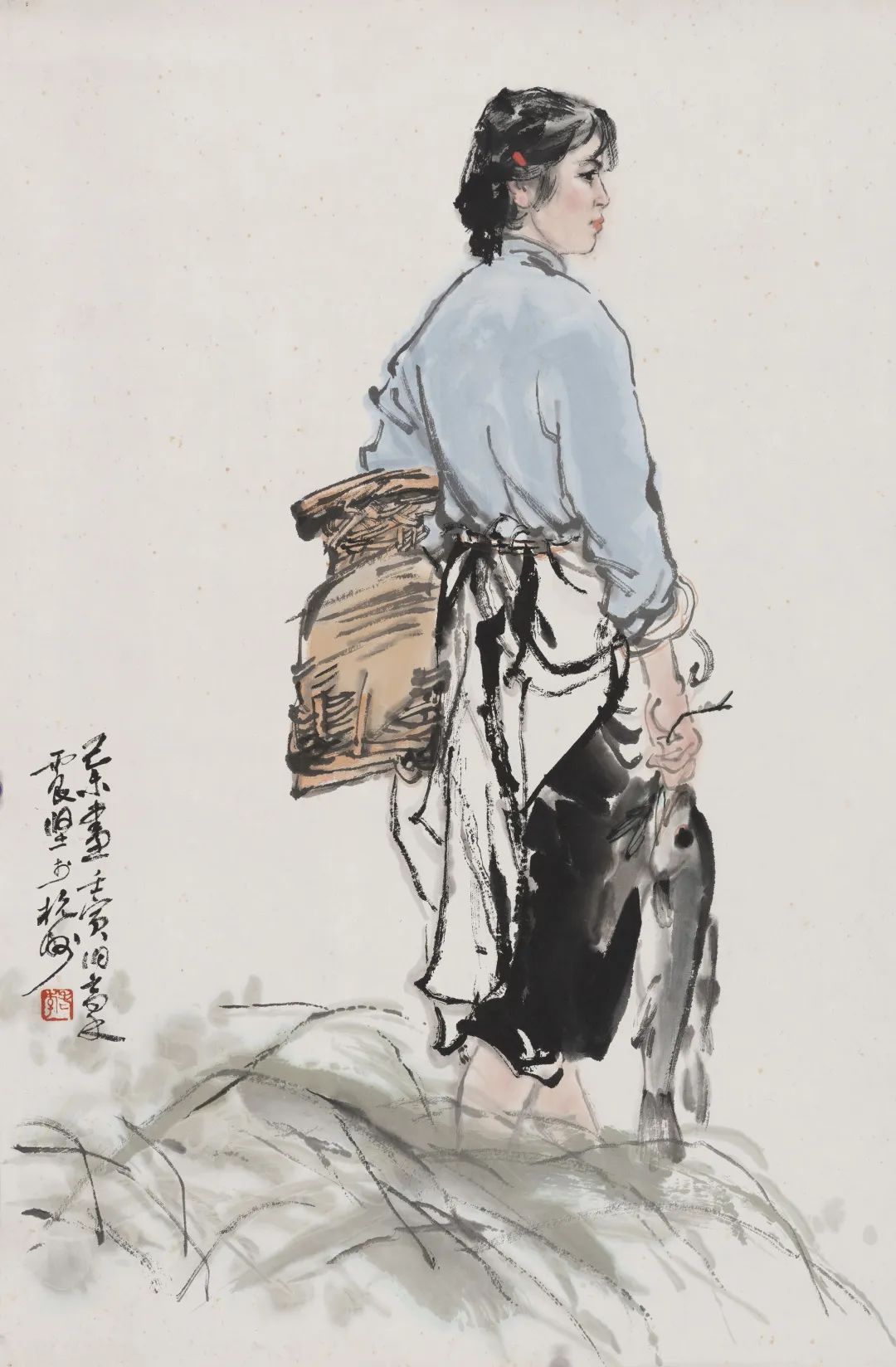李震坚 渔姑图 69.5×46.5cm 1979年 缙云李震坚艺术馆藏