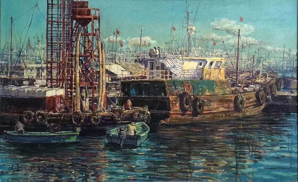 渔港写生系列——码头 130x81cm 油画 2015年