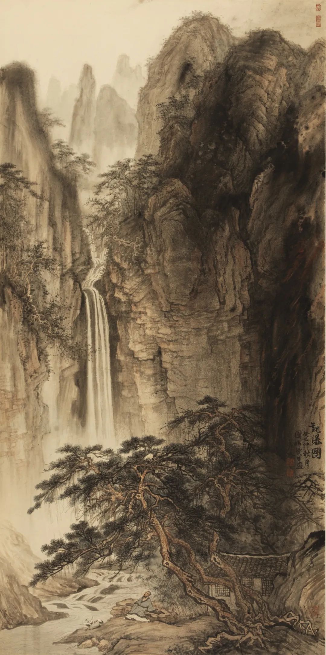 山水画瀑布代表作品图片