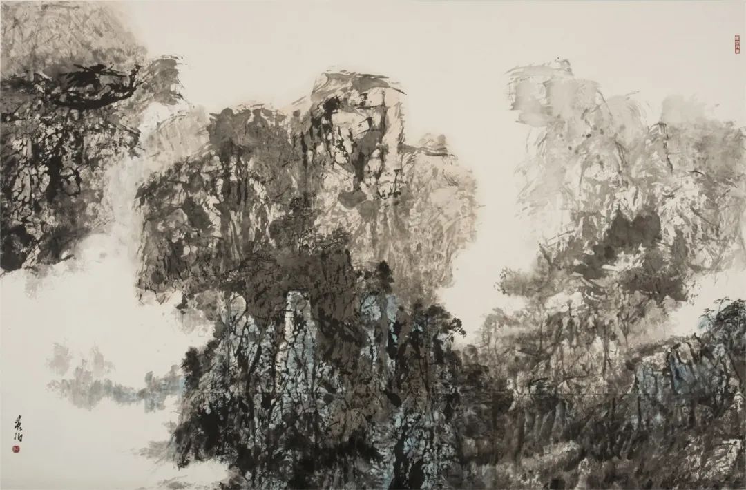 王学仲 《云透近山青》 186×301cm 国画