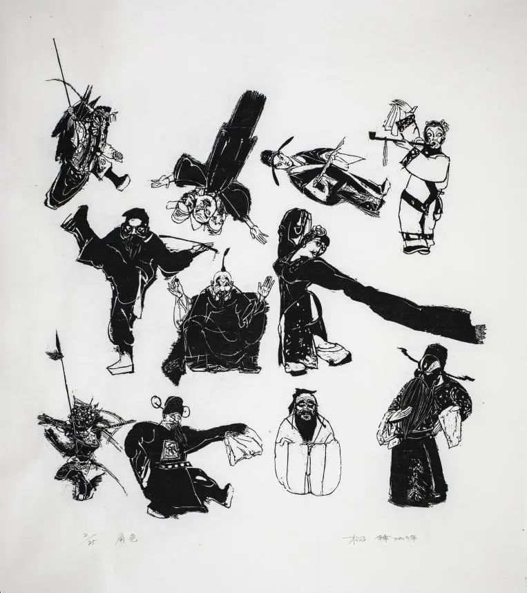 《角色》80×80cm 2019年 木刻