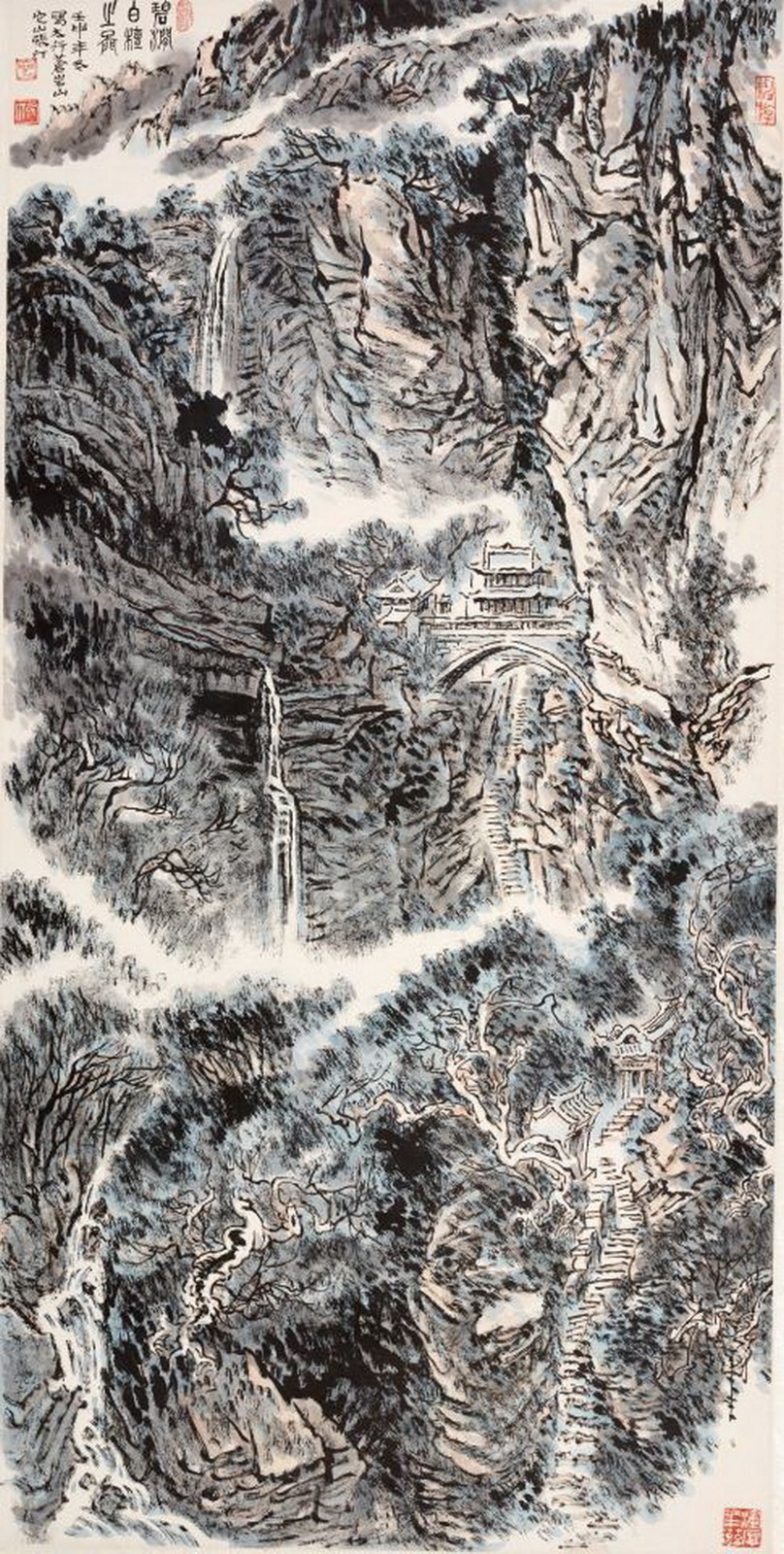 张仃《碧涧白檀之图》中国画  138cm×69cm  1992年.jpg