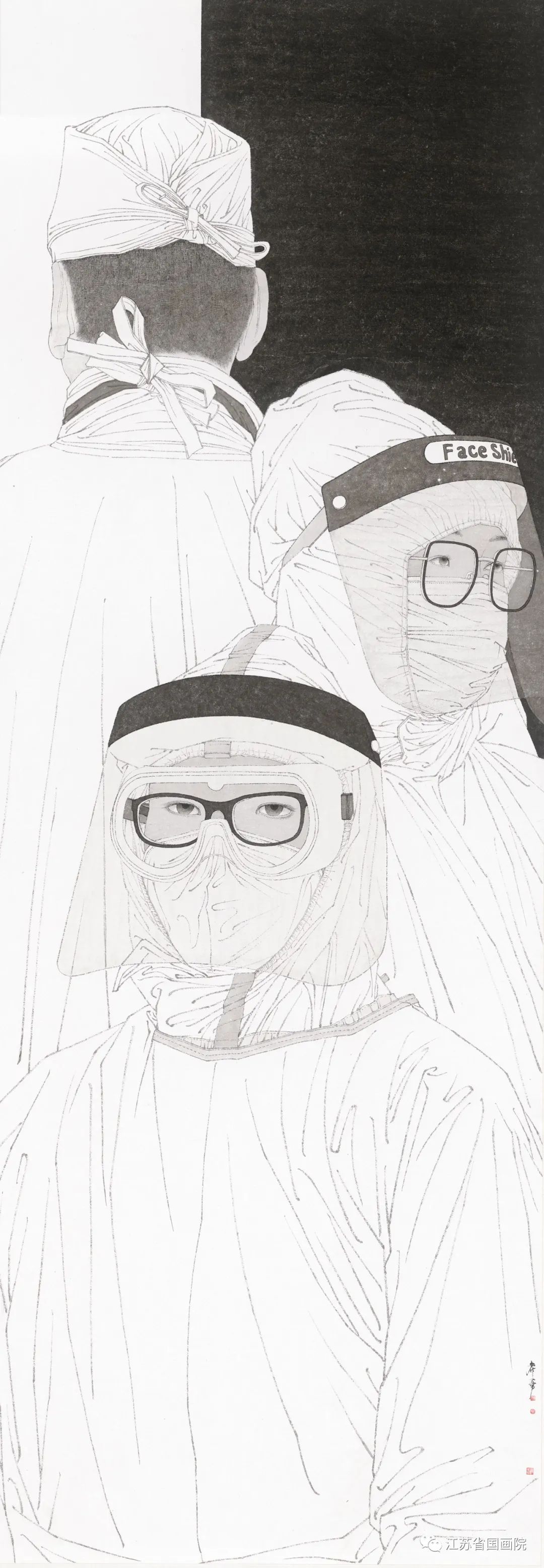 詹勇作品《坚守》190cm×66cm