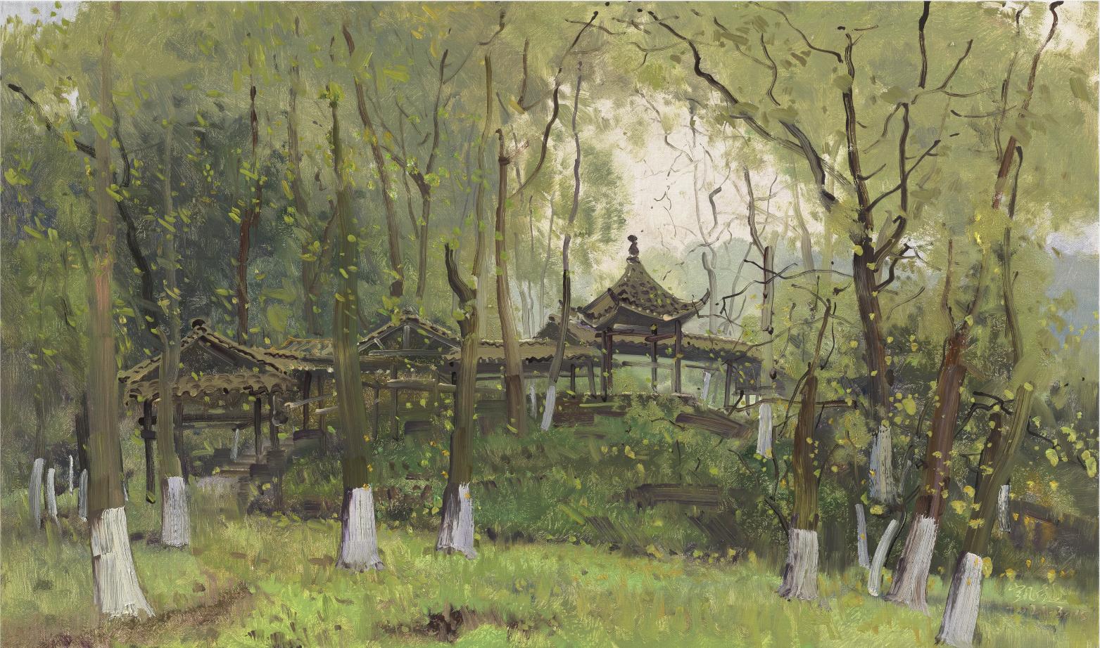 《校园风景系列之二十一》布面油画 110x65cm 2021