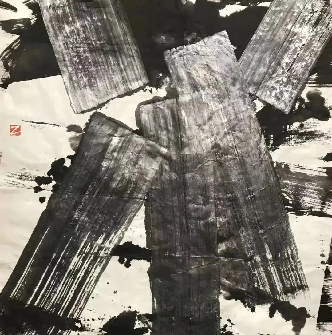 张光荣《无题》之四2022墨、丙烯、宣纸123X123cm