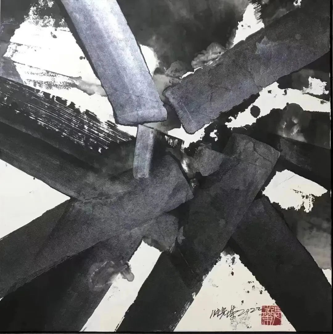 张光荣《无题》之六2022墨、丙烯、宣纸68X68cm