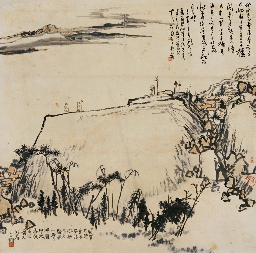 潘天寿，《浅绛山水图》，纸本设色，纵107.9厘米，横109厘米，1945年，潘天寿纪念馆藏