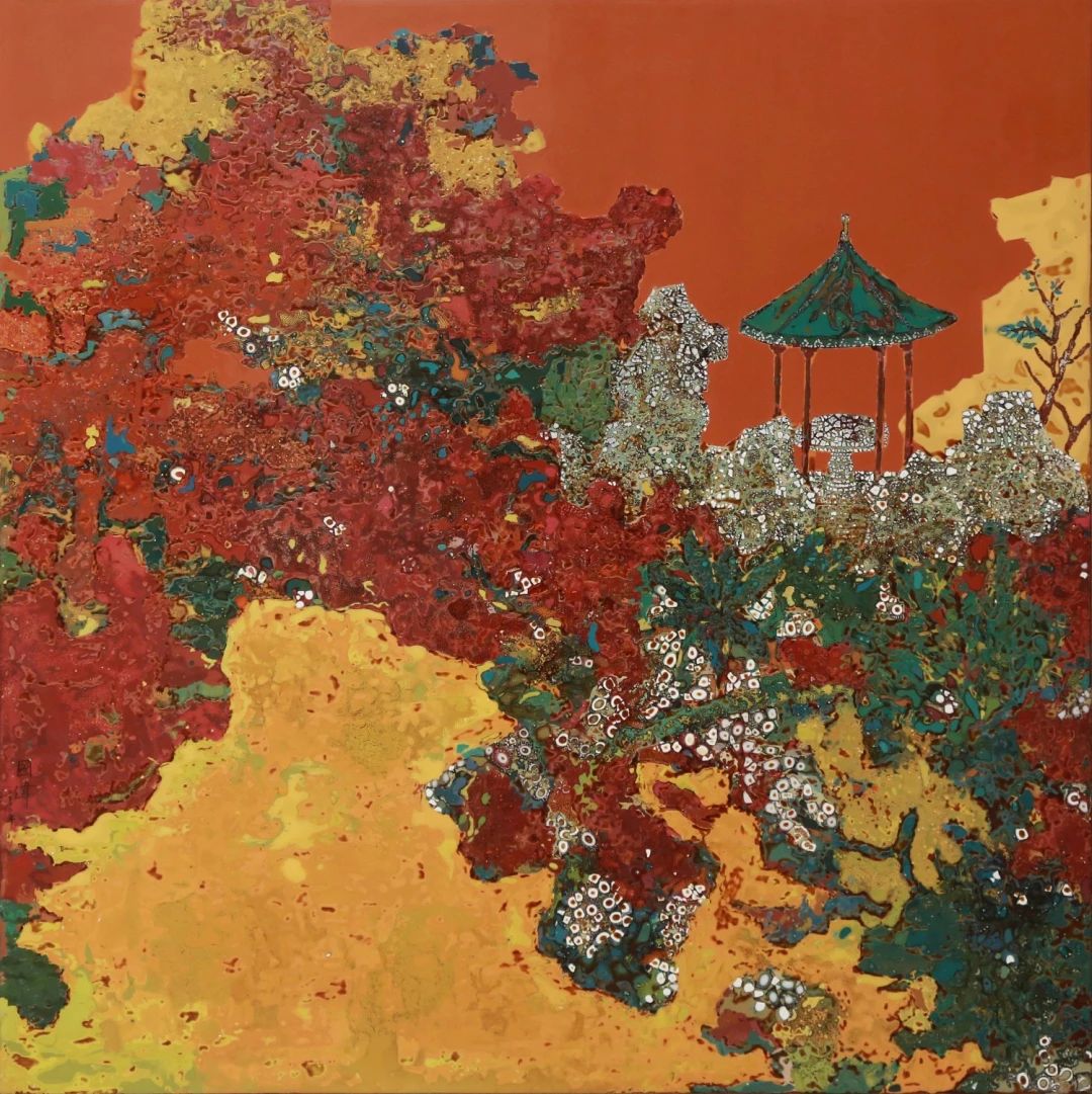 苏国伟 《园》 81×81cm 漆画